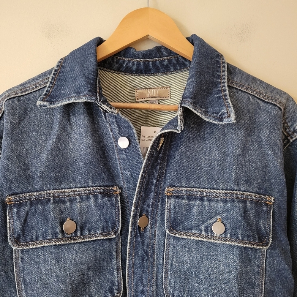 NWT Kut from the Kloth Women's Lana Cropped Cut Off Jean Denim Jacket Size Large - Picture 4 of 9